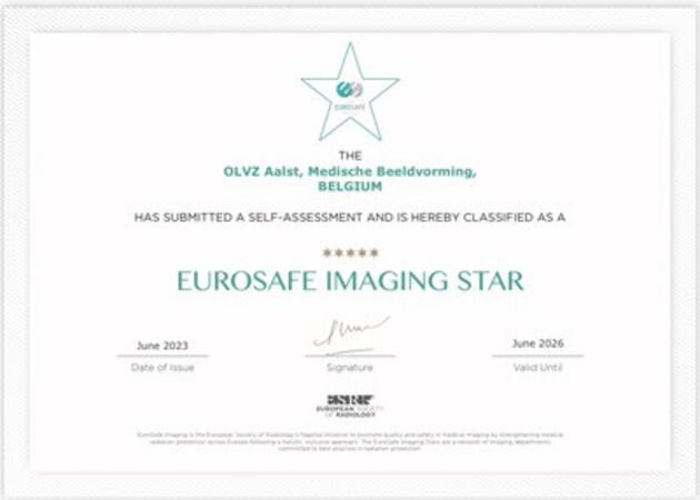internationale accreditatie “Eurosafe Imaging 5 Star” 